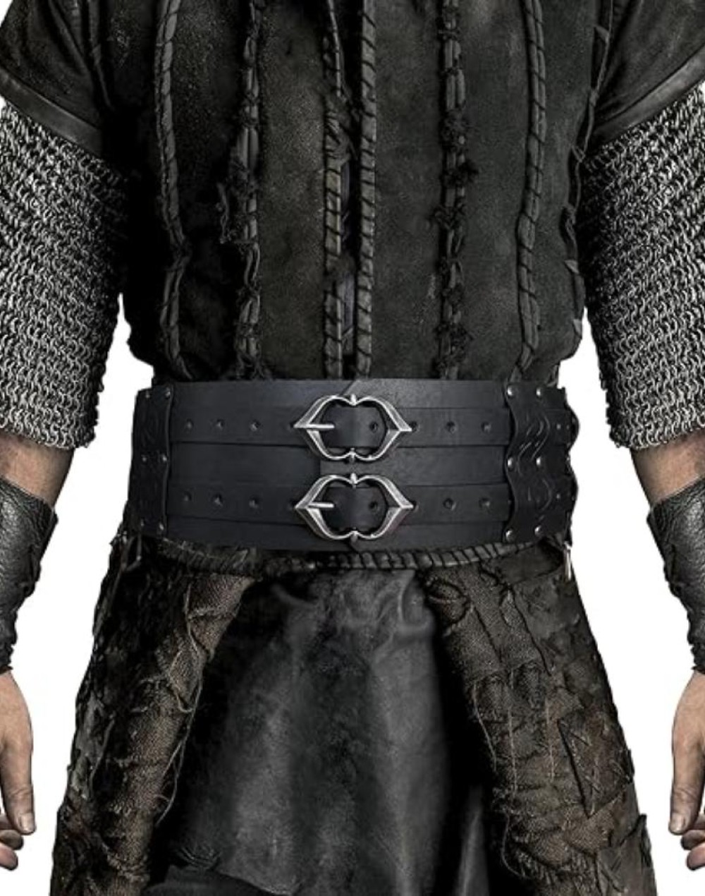 HiiFeuer Viking Wide Belt, Medieval Faux Leather Armor Belt, Knight Corset Belt, LARP Halloween Costume