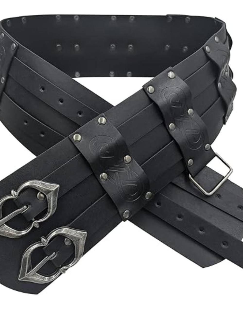 HiiFeuer Viking Wide Belt, Medieval Faux Leather Armor Belt, Knight Corset Belt, LARP Halloween Costume