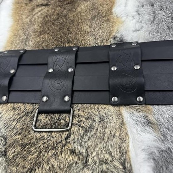 HiiFeuer Viking Wide Belt, Medieval Faux Leather Armor Belt, Knight Corset Belt, LARP Halloween Costume