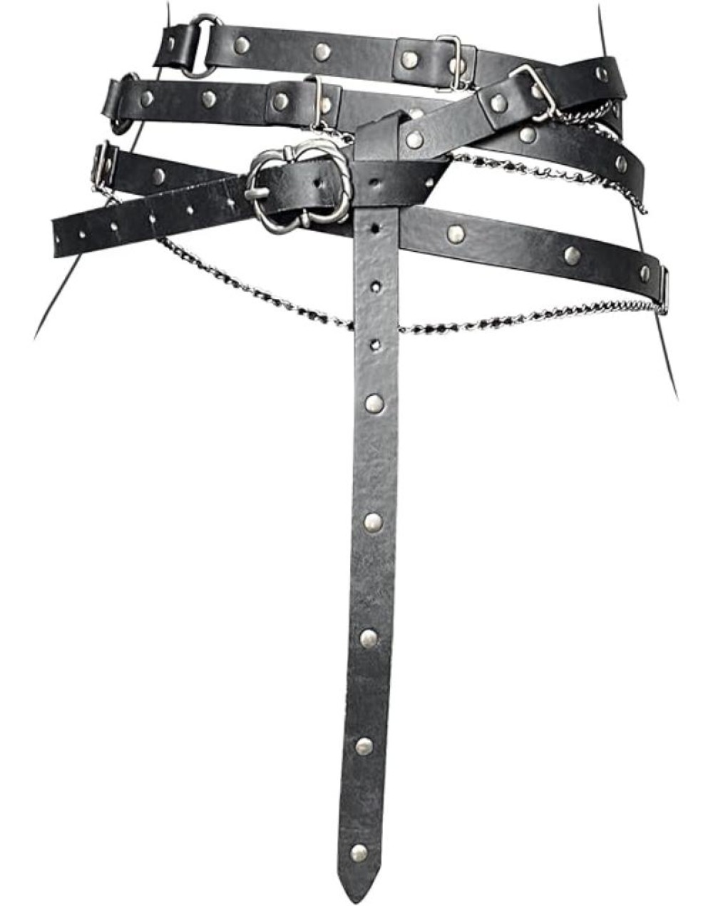 HiiFeuer Medieval DIY Faux Leather Metal Chain Belt, Vintage Adjustable Thin Belt For Women, Retro Skinny Belt For Dresses