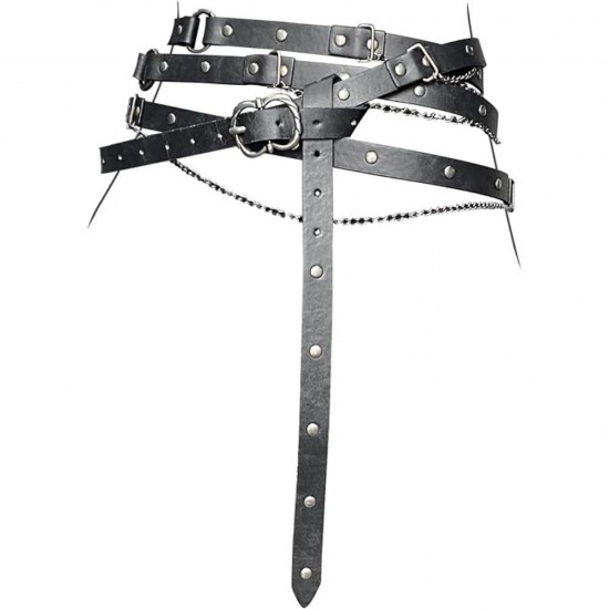 HiiFeuer Medieval DIY Faux Leather Metal Chain Belt, Vintage Adjustable Thin Belt For Women, Retro Skinny Belt For Dresses