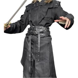 HiiFeuer Medieval DIY Faux Leather Metal Chain Belt, Vintage Adjustable Thin Belt For Women, Retro Skinny Belt For Dresses