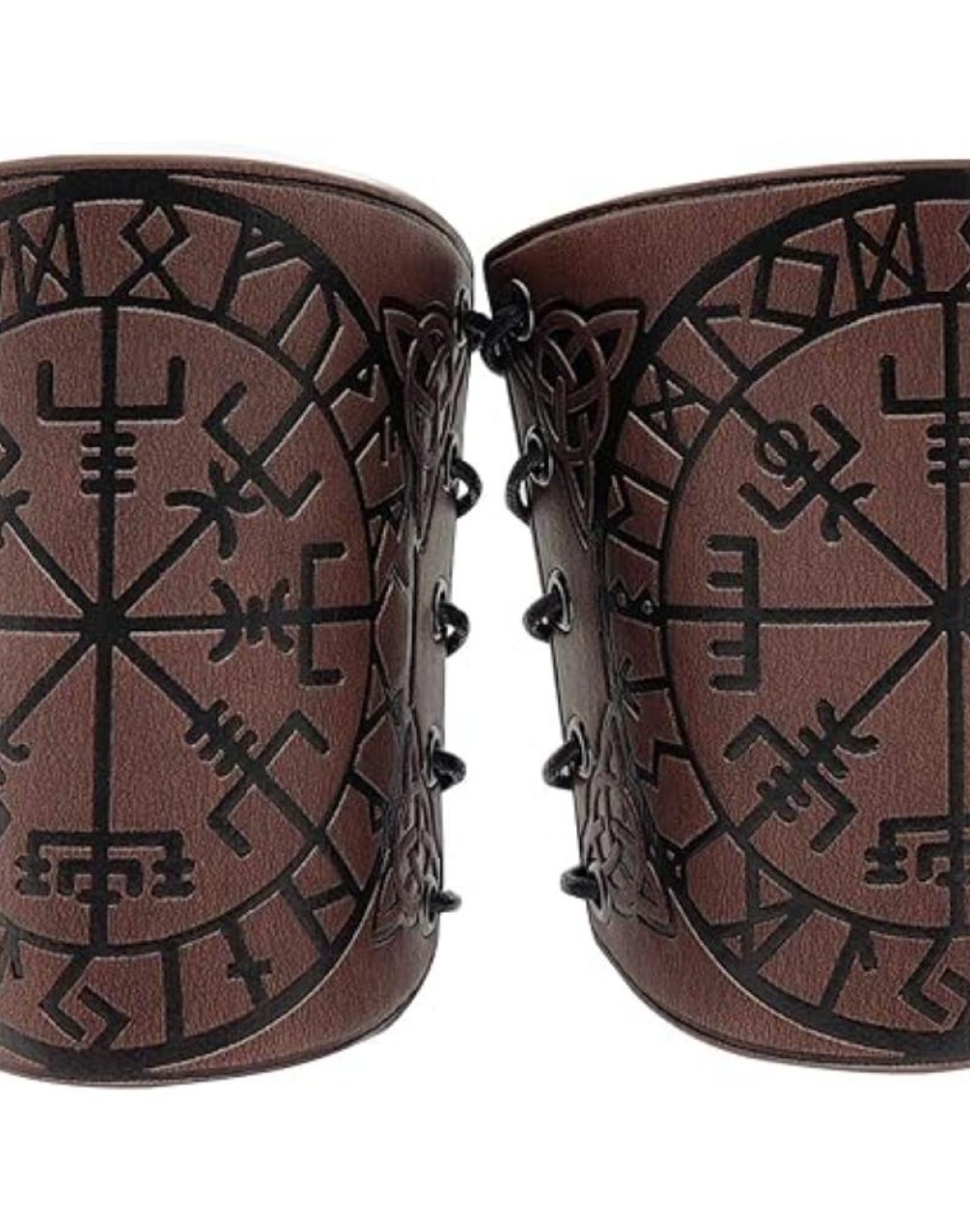 HiiFeuer Viking Vegvisir Embossed Leather Arm Armor 3 Colors LARP Gauntlet Leather Armor Bracer