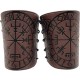 HiiFeuer Viking Vegvisir Embossed Leather Arm Armor 3 Colors LARP Gauntlet Leather Armor Bracer