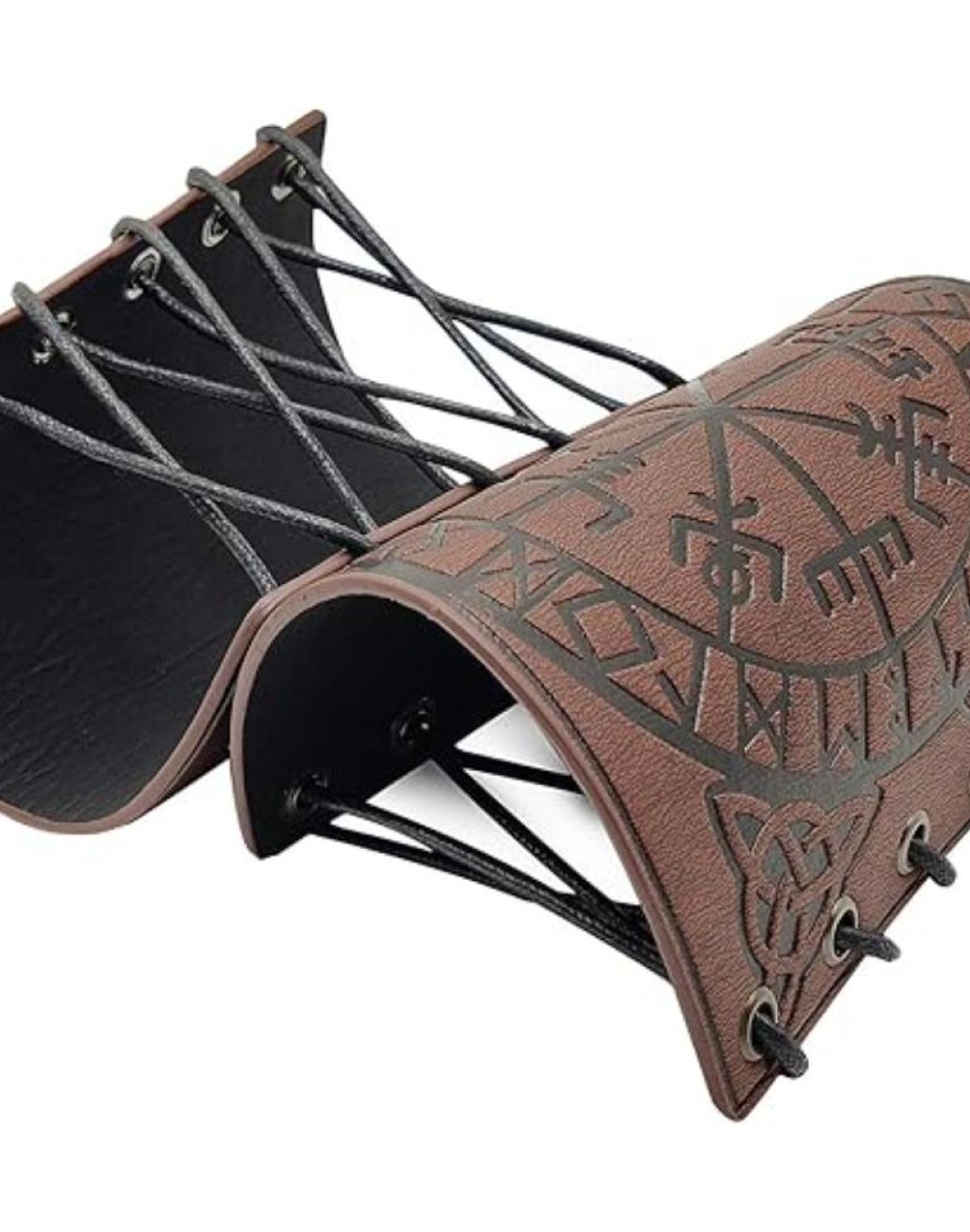HiiFeuer Viking Vegvisir Embossed Leather Arm Armor 3 Colors LARP Gauntlet Leather Armor Bracer