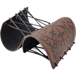HiiFeuer Viking Vegvisir Embossed Leather Arm Armor 3 Colors LARP Gauntlet Leather Armor Bracer