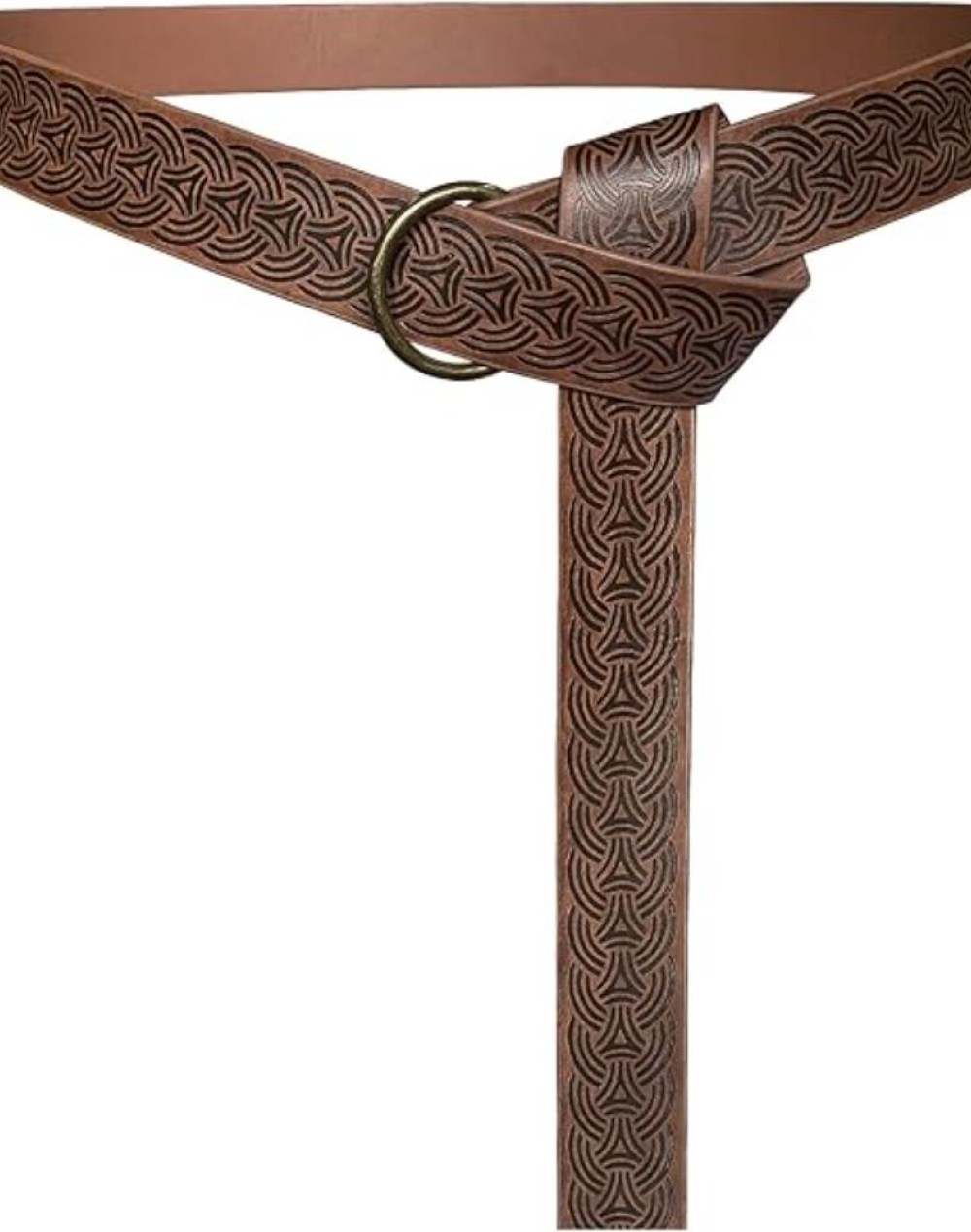 HiiFeuer Medieval Embossed PU Leather O-Ring Belt, Retro Renaissance Knight Belt