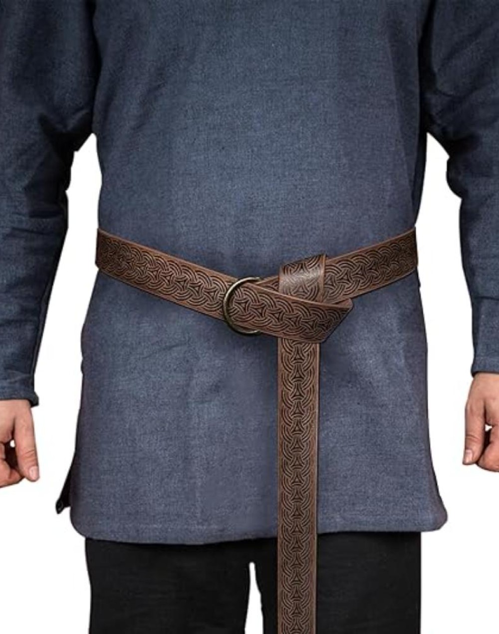HiiFeuer Medieval Embossed PU Leather O-Ring Belt, Retro Renaissance Knight Belt