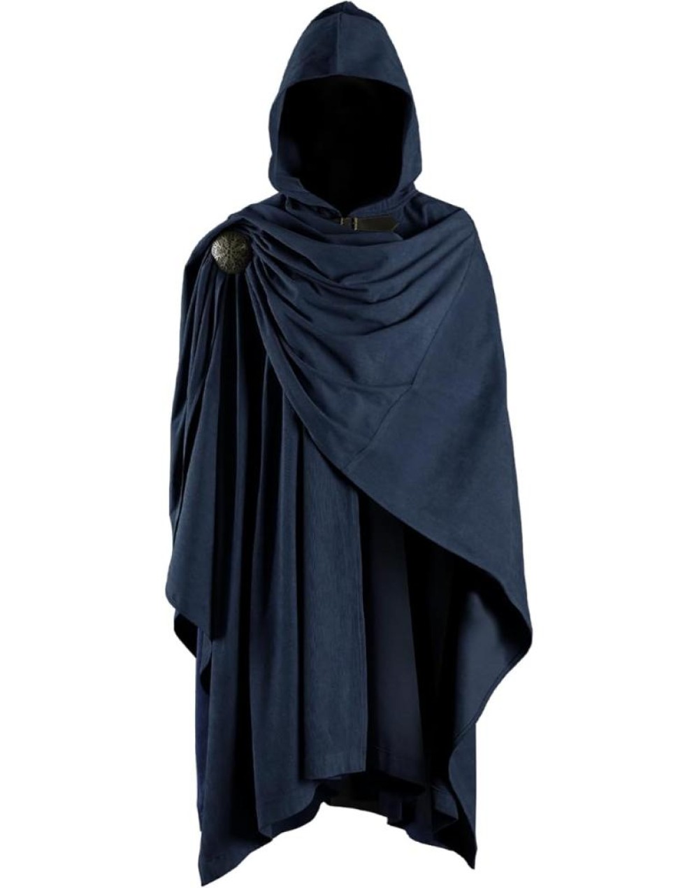 HiiFeuer Medieval Corduroy Hooded Cloak with Adjustable Brooch, Fantasy Poncho Renaissance Costume Cape Ren Faire Cosplay
