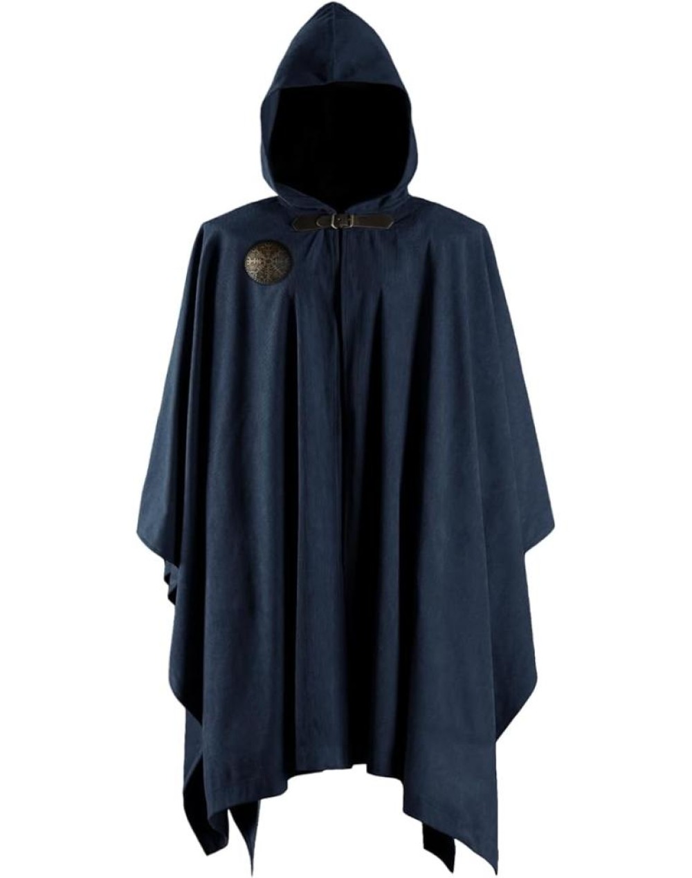 HiiFeuer Medieval Corduroy Hooded Cloak with Adjustable Brooch, Fantasy Poncho Renaissance Costume Cape Ren Faire Cosplay