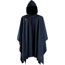 HiiFeuer Medieval Corduroy Hooded Cloak with Adjustable Brooch, Fantasy Poncho Renaissance Costume Cape Ren Faire Cosplay