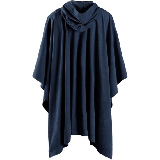 HiiFeuer Medieval Corduroy Hooded Cloak with Adjustable Brooch, Fantasy Poncho Renaissance Costume Cape Ren Faire Cosplay