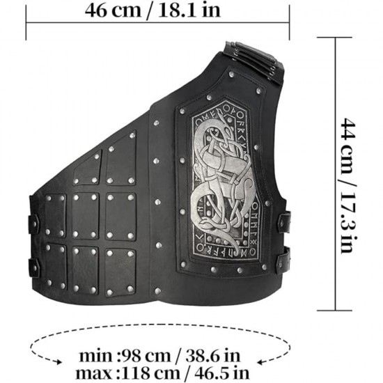 HiiFeuer Viking Embossed Dragon Faux Leather Chest Armor, Medieval Vintage Mercenary Adjustable Vest Armour Knight Body Armor HiiFeuer Viking Embossed Dragon Faux Leather Chest Armor, Medieval Vintage Mercenary Adjustable Vest Armour Knight Body Armor
