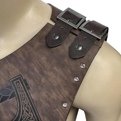 HiiFeuer Viking Faux Leather Embossed Chest Armor, Retro Medieval Knight Leather Armor for LARPCosplay