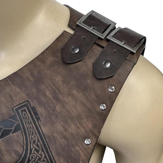 HiiFeuer Viking Faux Leather Embossed Chest Armor, Retro Medieval Knight Leather Armor for LARPCosplay HiiFeuer Viking Faux Leather Embossed Chest Armor, Retro Medieval Knight Leather Armor for LARPCosplay