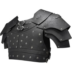 HiiFeuer Medieval Faux Leather Chest Armor, Vintage Pauldron Shoulder Armor Adjustable Mercenary Knight Archer Vest Armour
