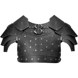 HiiFeuer Medieval Faux Leather Chest Armor, Vintage Pauldron Shoulder Armor Adjustable Mercenary Knight Archer Vest Armour