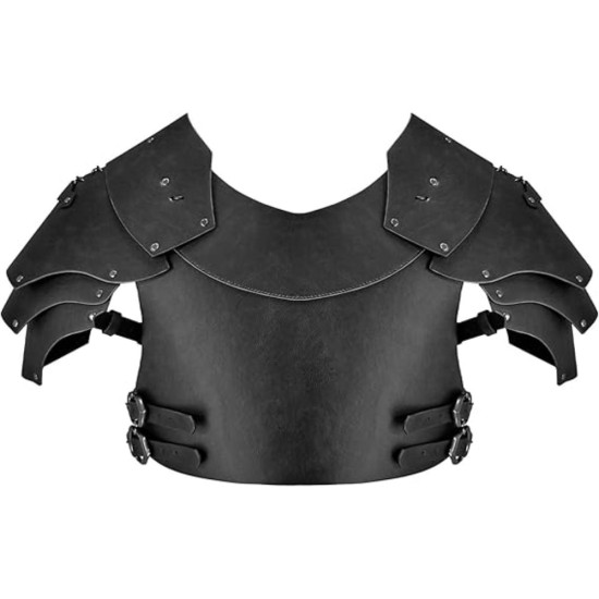 HiiFeuer Medieval Faux Leather Chest Armor, Vintage Pauldron Shoulder Armor Adjustable Mercenary Knight Archer Vest Armour HiiFeuer Medieval Faux Leather Chest Armor, Vintage Pauldron Shoulder Armor Adjustable Mercenary Knight Archer Vest Armour