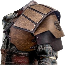 HiiFeuer Viking Faux Leather Single Pauldron Shoulder Armor, Retro Medieval Knight Shoulder Armor for LARPCosplay