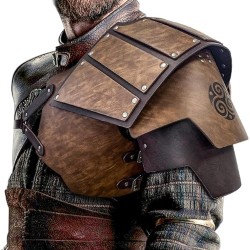 HiiFeuer Viking Faux Leather Single Pauldron Shoulder Armor, Retro Medieval Knight Shoulder Armor for LARPCosplay