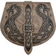 HiiFeuer Viking Embossed Langskip Belt Pouch, Medieval Faux Leather Flap Saddle Side Bag Purses, Retro Portable Belt Bag (Brown A)
