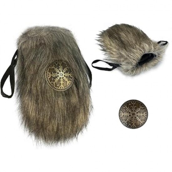 HiiFeuer Viking Faux Fur Belt Bag Nordic Badge Belt Pouch Fuzzy Portable Drawstring Purse Medieval Cosplay Side Pack Dice Bag (Brown A) HiiFeuer Viking Faux Fur Belt Bag Nordic Badge Belt Pouch Fuzzy Portable Drawstring Purse Medieval Cosplay Side Pack Dice Bag (Brown A)