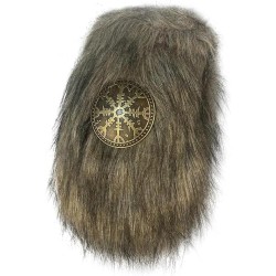 HiiFeuer Viking Faux Fur Belt Bag Nordic Badge Belt Pouch Fuzzy Portable Drawstring Purse Medieval Cosplay Side Pack Dice Bag (Brown A)