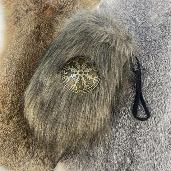 HiiFeuer Viking Faux Fur Belt Bag Nordic Badge Belt Pouch Fuzzy Portable Drawstring Purse Medieval Cosplay Side Pack Dice Bag (Brown A) HiiFeuer Viking Faux Fur Belt Bag Nordic Badge Belt Pouch Fuzzy Portable Drawstring Purse Medieval Cosplay Side Pack Dice Bag (Brown A)