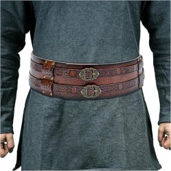 HiiFeuer Viking Wide Belt, Medieval Faux Leather Armor Belt, Knight Corset Belt, LARP Halloween Costume