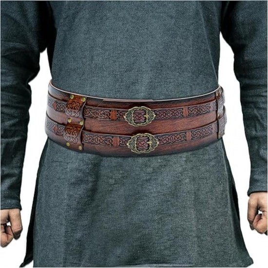 HiiFeuer Viking Wide Belt, Medieval Faux Leather Armor Belt, Knight Corset Belt, LARP Halloween Costume HiiFeuer Viking Wide Belt, Medieval Faux Leather Armor Belt, Knight Corset Belt, LARP Halloween Costume