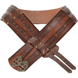 HiiFeuer Viking Wide Belt, Medieval Faux Leather Armor Belt, Knight Corset Belt, LARP Halloween Costume