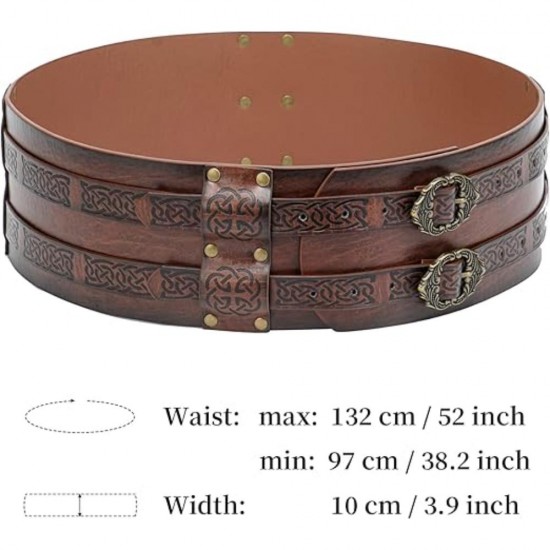 HiiFeuer Viking Wide Belt, Medieval Faux Leather Armor Belt, Knight Corset Belt, LARP Halloween Costume HiiFeuer Viking Wide Belt, Medieval Faux Leather Armor Belt, Knight Corset Belt, LARP Halloween Costume