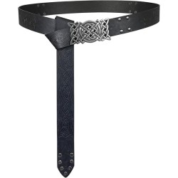 HiiFeuer Viking Embossed Buckle Belt, Nordic Faux Leather Knight Belt, Retro Medieval Warrior Belt for LARP Cosplay Halloween