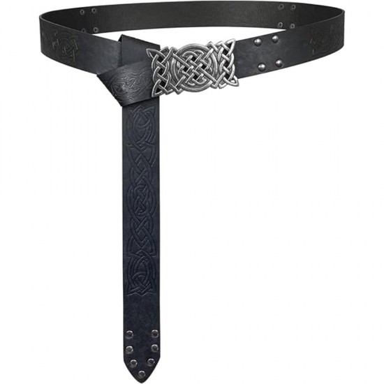 HiiFeuer Viking Embossed Buckle Belt, Nordic Faux Leather Knight Belt, Retro Medieval Warrior Belt for LARP Cosplay Halloween HiiFeuer Viking Embossed Buckle Belt, Nordic Faux Leather Knight Belt, Retro Medieval Warrior Belt for LARP Cosplay Halloween