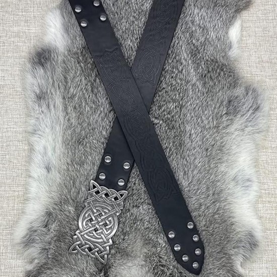 HiiFeuer Viking Embossed Buckle Belt, Nordic Faux Leather Knight Belt, Retro Medieval Warrior Belt for LARP Cosplay Halloween HiiFeuer Viking Embossed Buckle Belt, Nordic Faux Leather Knight Belt, Retro Medieval Warrior Belt for LARP Cosplay Halloween