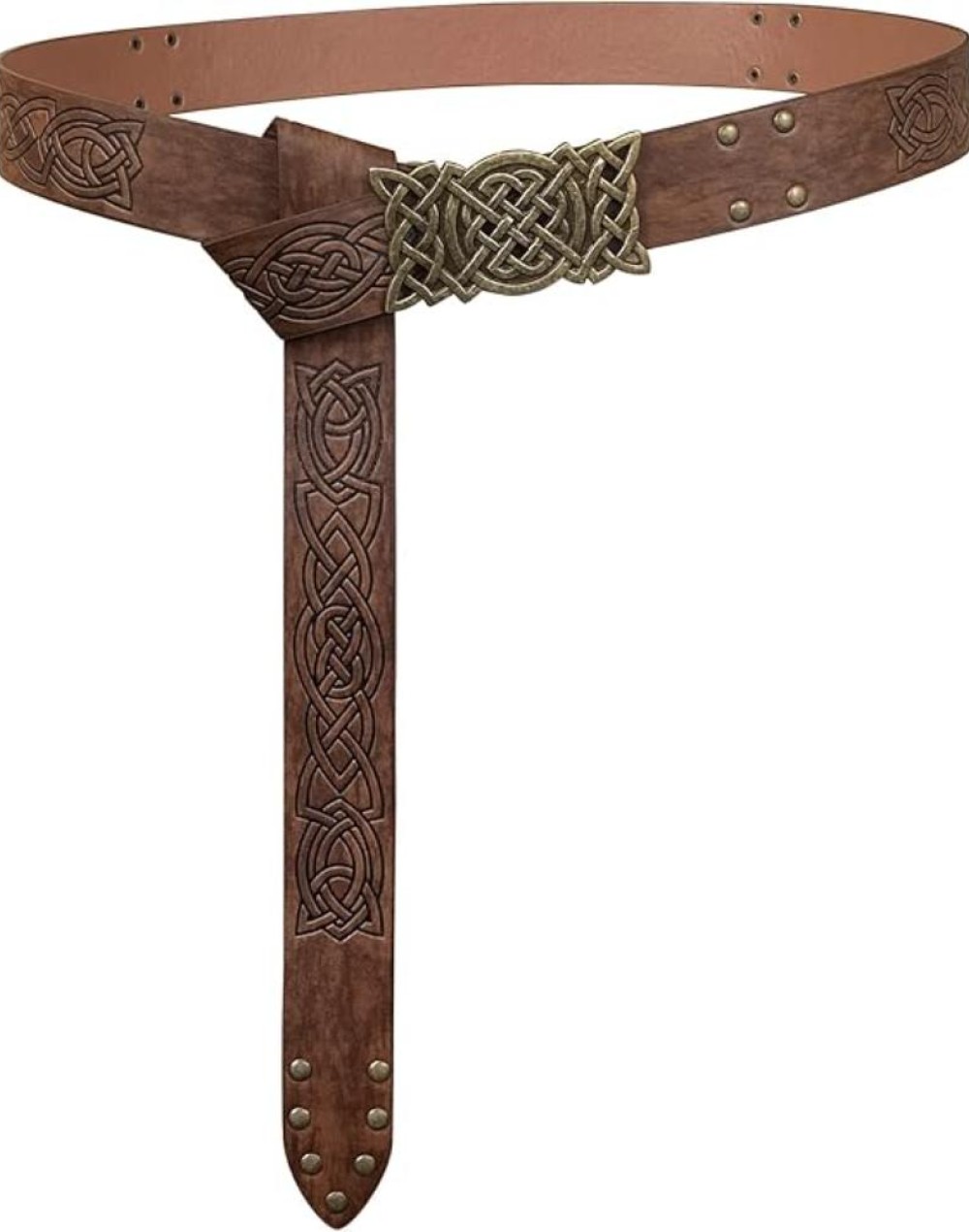 HiiFeuer Viking Embossed Buckle Belt, Nordic Faux Leather Knight Belt, Retro Medieval Warrior Belt for LARP Cosplay Halloween