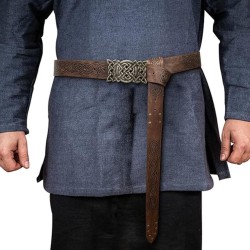 HiiFeuer Viking Embossed Buckle Belt, Nordic Faux Leather Knight Belt, Retro Medieval Warrior Belt for LARP Cosplay Halloween