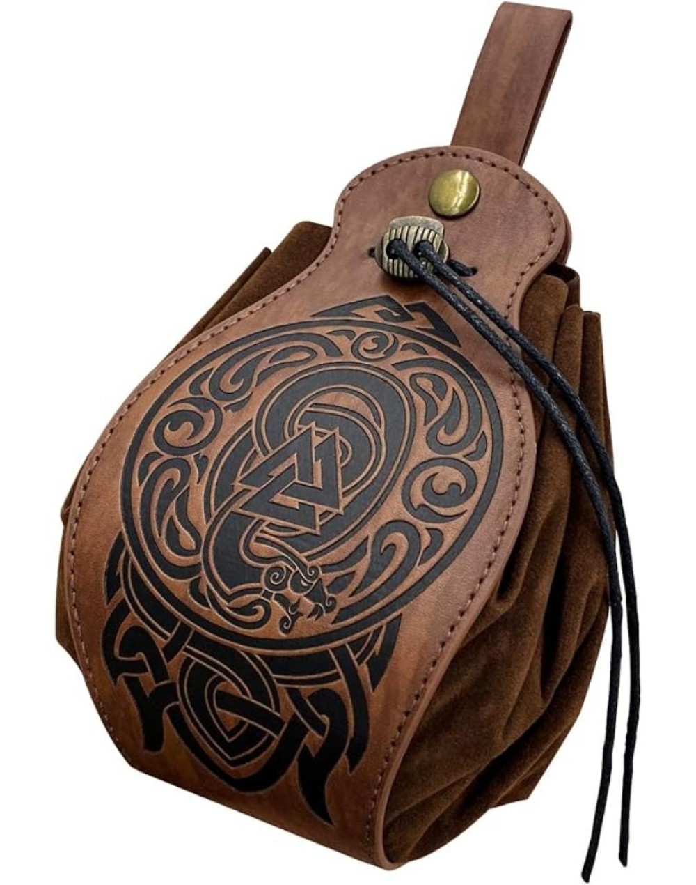HiiFeuer Medieval Faux Leather Pouch, Portable Drawstring Purse, Vintage Belt Pouch Dice Bag For LARP Ren Faire