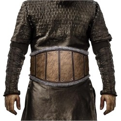 HiiFeuer Vintage Barbarian Faux Leather Waist Armor, Norse Viking Wide Belt, Retro Artificial Fur Corset Belt for LARP