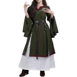 HiiFeuer 4 Pcs Renaissance Costume Women Embroidery Dress, Medieval Belt Skirt Hike Witch Dress Cosplay for Ren Faire