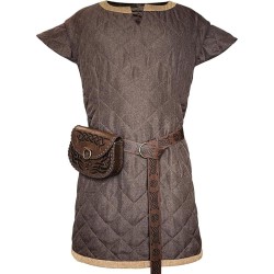 HiiFeuer Medieval Costume Tunic, With Vintage Belt and Bag, Mercenary Knight Body Cloth Armor, Renaissance LARP Cosplay Set