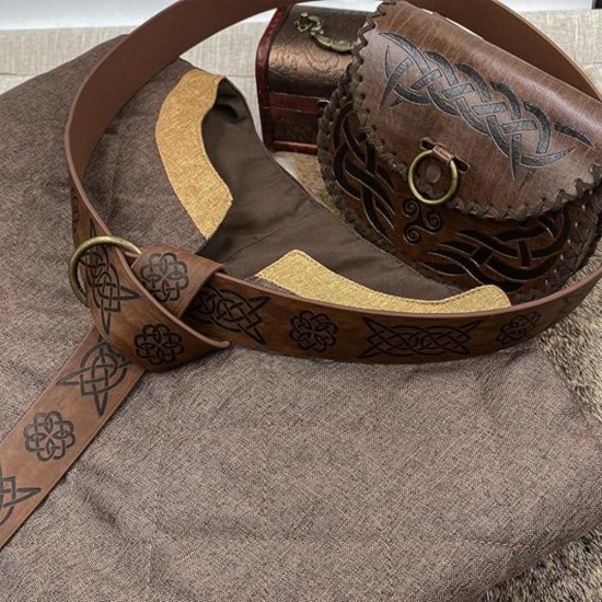 HiiFeuer Medieval Costume Tunic, With Vintage Belt and Bag, Mercenary Knight Body Cloth Armor, Renaissance LARP Cosplay Set HiiFeuer Medieval Costume Tunic, With Vintage Belt and Bag, Mercenary Knight Body Cloth Armor, Renaissance LARP Cosplay Set
