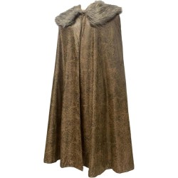 HiiFeuer Medieval Barbarian Cloak with Artificial Fur Shawl, Wrap Collar Viking Warrior Cape, Renaissance Role Play Costume