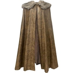 HiiFeuer Medieval Barbarian Cloak with Artificial Fur Shawl, Wrap Collar Viking Warrior Cape, Renaissance Role Play Costume