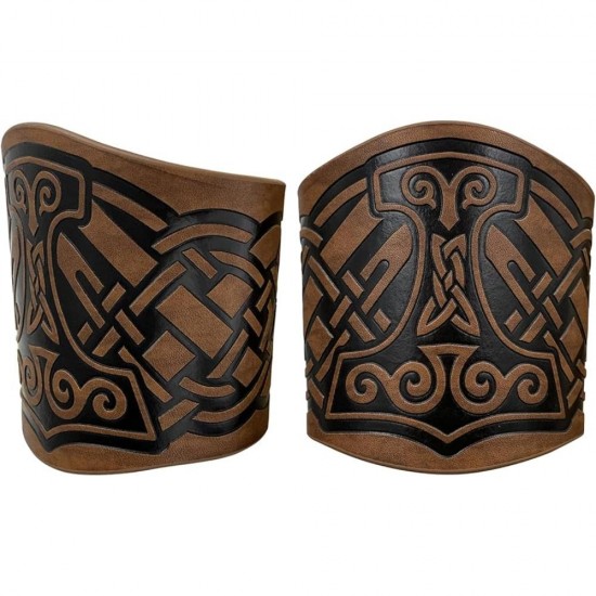HiiFeuer 2 PCS Viking Embossed Faux Leather Cuff Bracelet, Norse Retro Wristband, Nordic Mjolnir Vegvisir Pattern Cuff Bangle Bracelet HiiFeuer 2 PCS Viking Embossed Faux Leather Cuff Bracelet, Norse Retro Wristband, Nordic Mjolnir Vegvisir Pattern Cuff Bangle Bracelet