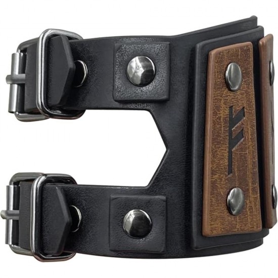 HiiFeuer Viking Runes Faux Leather Cuff Bracelet, Norse Retro Wristband, Nordic Buckle Fastening Cuff Bangle Bracelet