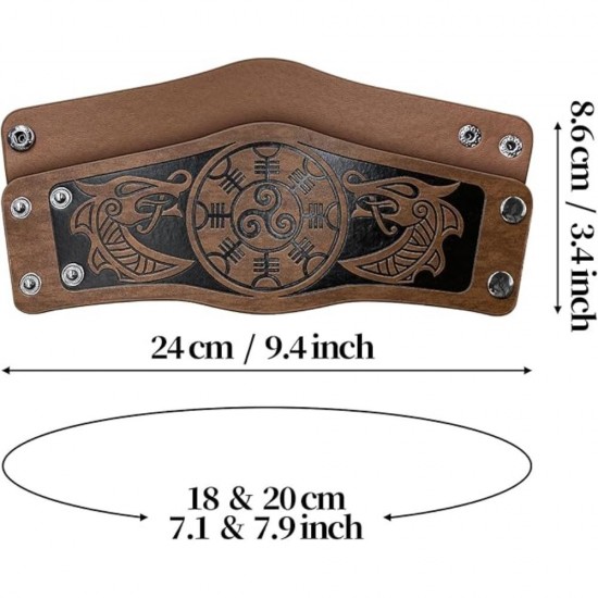 HiiFeuer 2 PCS Viking Embossed Faux Leather Cuff Bracelet, Norse Retro Wristband, Nordic Mjolnir Vegvisir Pattern Cuff Bangle Bracelet HiiFeuer 2 PCS Viking Embossed Faux Leather Cuff Bracelet, Norse Retro Wristband, Nordic Mjolnir Vegvisir Pattern Cuff Bangle Bracelet