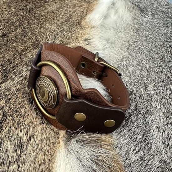 HiiFeuer Viking Runes Faux Leather Cuff Bracelet, Norse Retro Wristband, Nordic Buckle Fastening Cuff Bangle Bracelet HiiFeuer Viking Runes Faux Leather Cuff Bracelet, Norse Retro Wristband, Nordic Buckle Fastening Cuff Bangle Bracelet