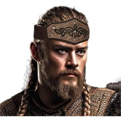 HiiFeuer Medieval Embossed Faux Leather Headpiece, Retro Renaissance Adjustable Headband, Cosplay Costume Accessories
