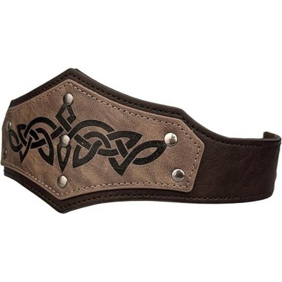 HiiFeuer Medieval Embossed Faux Leather Headpiece, Retro Renaissance Adjustable Headband, Cosplay Costume Accessories